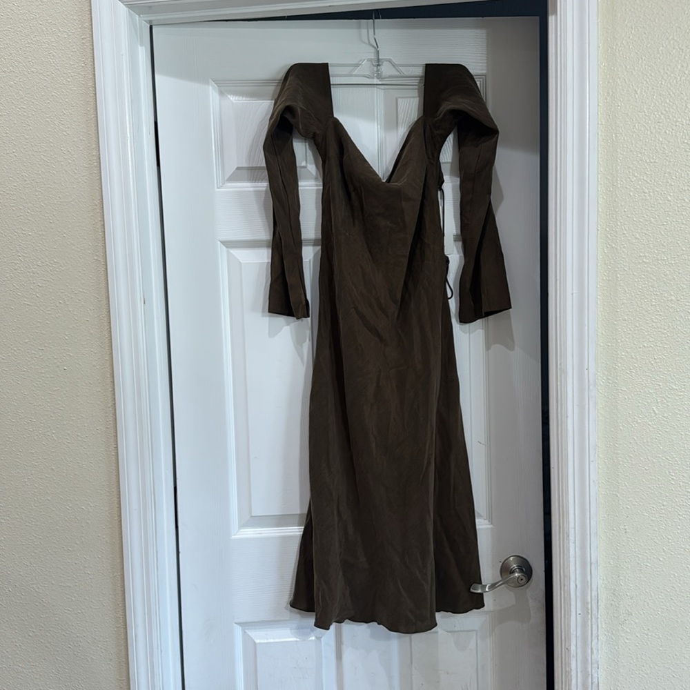 Djerf Avenue Dresm Dress Long Sleeve Mocha Sz S NWT - Picture 5 of 11